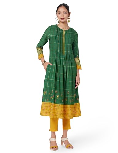 Image of BIBA Women Rayon Asymmetric Printed Suit Set