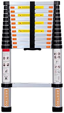 BEETRO 12.5ft Aluminum Telescoping Ladder, Extension Folding Ladder, Multipurpose Ladder for Roofing Business, Outdoor Working, Household Use and More, 330 LB Capacity