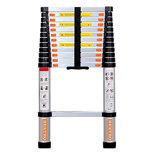 BEETRO 12.5ft Aluminum Telescoping Ladder, Extension Folding Ladder, Multipurpose Ladder for Roofing Business, Outdoor Working, Household Use and More, 330 LB Capacity