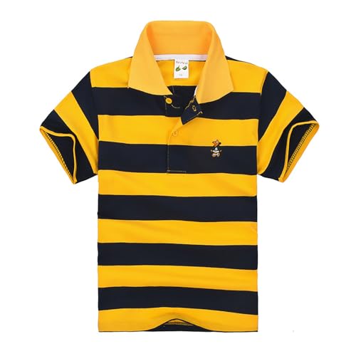 Boys' String Polo Collared Shirt Short Sleeve Performance Cozy Comfort Stretch Golf Shirt Summer Casual Uniform Sport Tops