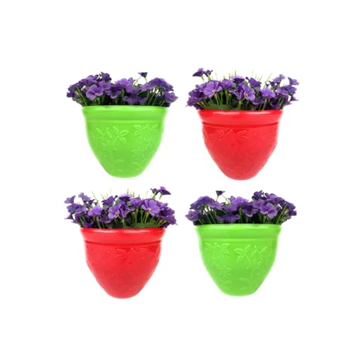 Image of Go Hooked Plastic Planter Pots Set of 4 | Multicolor Flower Pots Perfect for Home, Office & Garden Decor | Victory Small Pot 8 Inch for Indoor & Outdoor Plants | Durable, Lightweight & Modern Design