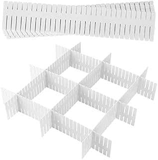 ZOENHOU 48 Pcs Drawer Dividers, Adjustable DIY Plastic Closet Separator, Grid Drawer Storage Organizer for Socks, Clothes, Underwear