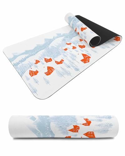 Debedcor Heat Proof Table Pads Waterproof Decorative, Blue Christmas Non-Slip Table Countertop Protector, Winter Xmas Snow Scenery Snowflake Insulation Mat for Kitchen Room, 40 x 12 Inches