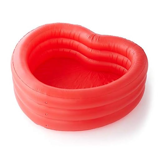 Ban.do Red Heart-Shaped Inflatable Swimming Pool, Large Blow Up Pool Fits 2-3 Adults, Red Heart