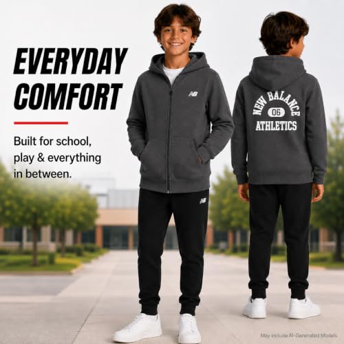 Image of New Balance Boys Zip Up Warm Fleece Hoodie Sweatshirt, Activewear 8-20