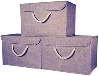 Boîte de Rangement qualité Premium avec Couvercle-Poignée Extra Large-Solide et sécurisée- pour Les Vêtements, Accessoires, Documents, Magazines, Souvenirs, Jouets. Idéal à la Maison ou au Bureau x 3