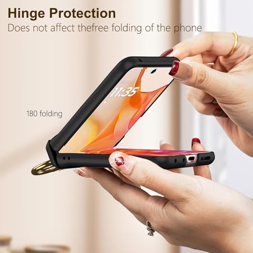 Image of Kapa Magnetic Hinge and Ring Back Cover for Motorola Razr 60 Ultra | Ultra Thin Shockproof Slim Hard Protective Case (Black)