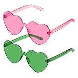 JASPIN Heart Sunglasses for Women Rimless Transparent Heart Shaped Sunglasses Colorful Eyewear for Fashion Party Girls Halloween Costume
