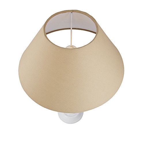 Image of Homesake Handcrafted Wooden Table Lamp for Bedroom & Living Room|Decorative Bedside Reading Lamp, E27 Holder|Bulb Included |Twister White Wooden Rustic for Home Decor, Golden Cone Shade
