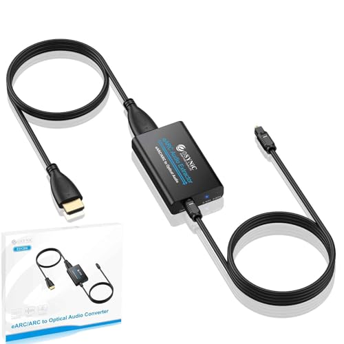 eSynic Extractor de Audio Profesional eARC ARC 192khz Extractor de Audio ARC HDMI a Óptico con HDMI y Cable Óptico compatible con formato de audio 5.0 y 2.0 para HDTV a la Barra de Sonido