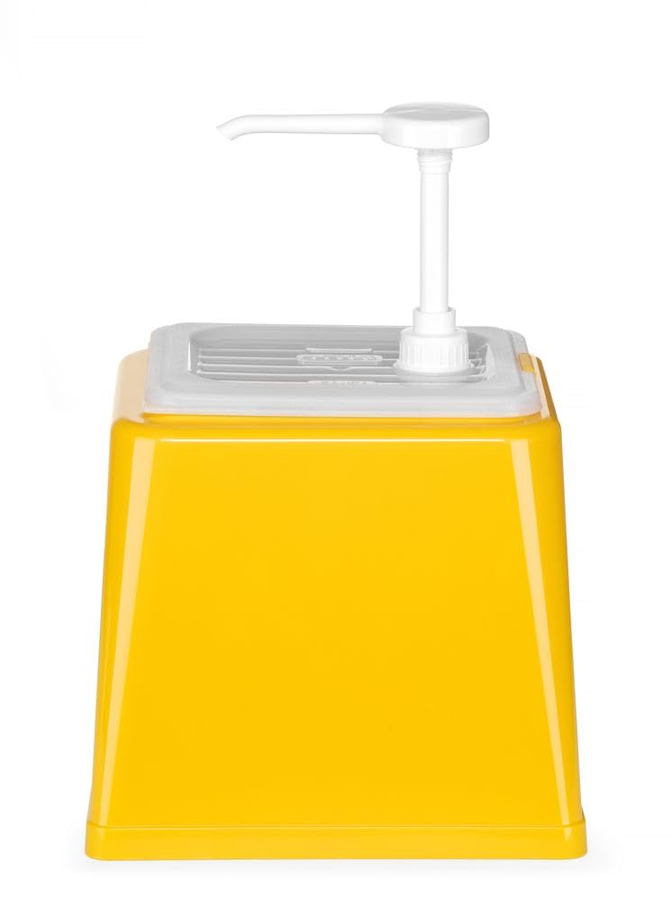 HENDI Distributeur de sauces avec pompe, distributeur de condiments, réutilisable, sans BPA, distributeur à pompe, capacité: 2.5 L, dosage: 20 ml, 230x210x(H)327mm, jaune, ABS, polypropylène