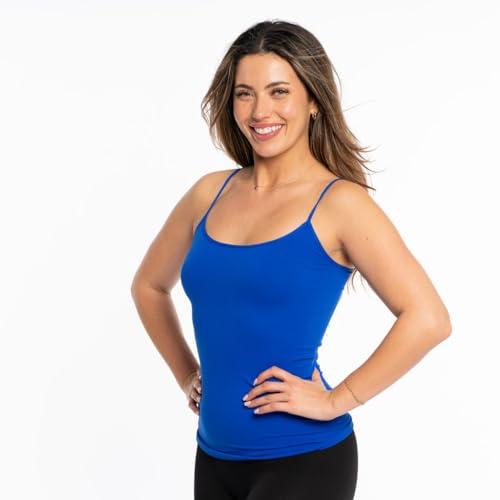 Image of Malibu Sugar Womens Camisole Tank Tops - Seamless Fitted Spaghetti Strap Cami Stretch Basic Womens Camisole for Layering XS-M