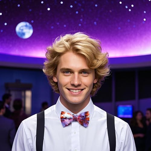 Image of Colorful Fun Pattern Pre-Tied Bow Tie Mens Floral Space Adjustable Bowtie