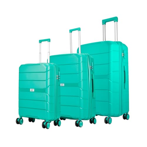 Image of VIP Pristine Hardsided 8 Wheel Polypropylene (Pp) Spinner Suitcase With Large Expander,Combination Lock And 5 Years International Warranty (Aqua Blue, (Cabin+Medium+Large)), 60 Cm