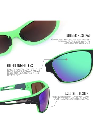 Image of Polarized Sports Sunglasses for Men & Women | UV400 Protection | Lightweight Driving, Fishing, Cycling, Running & Outdoor Sunglasses with TAC Lens