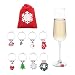Cork & Leaf Wine & Champagne Glass Charms - Holiday Christmas Wine Charms, Wine Drinker Gifts - Wine Glass Tags, Cocktail Drink Markers - Set of 8 Rings with a Red Storage Bag