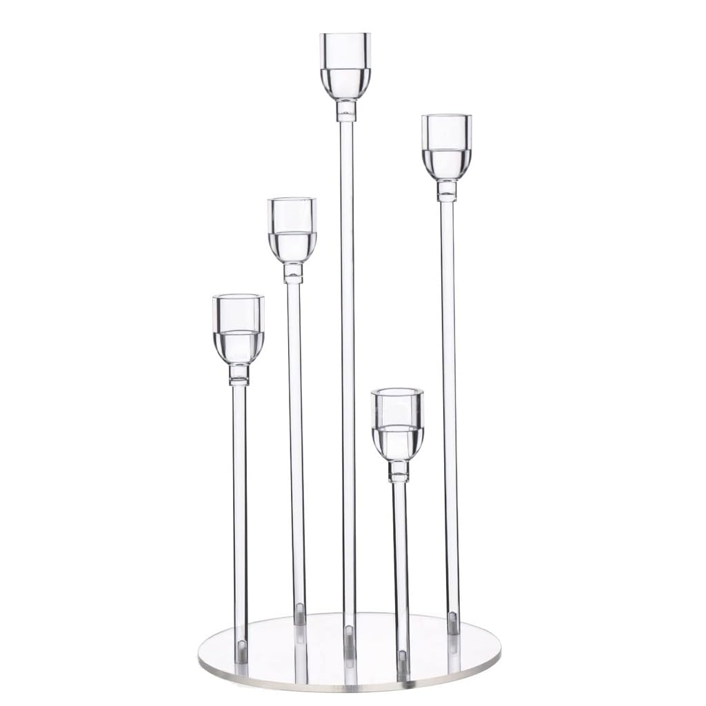 HTTGDGDH Acrylic Candelabra 5 Arms Candle Holder Centerpieces For Wedding Living Room Dinner Table Decoration,