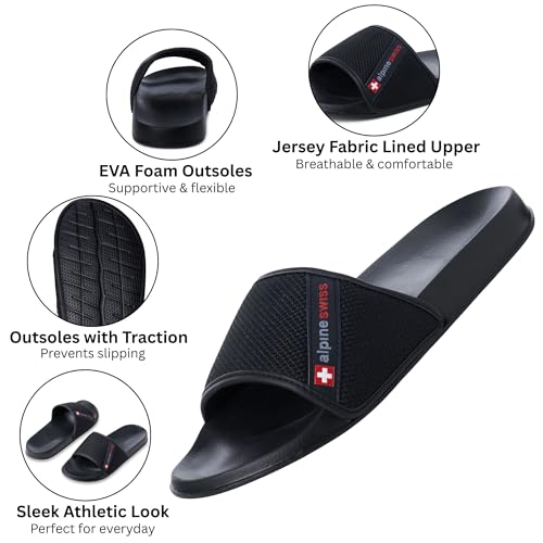 Alpine Swiss Athletic Slides For Men | Flip Flop Sandals House Shoes Slippers For Men | Comfortable Lightweight & Water Friendly | Casual Open Toe Slides3