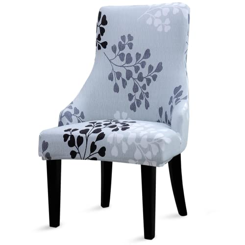 Liykimt Stretch Wingback Side Chair Slipcover with Arms-Armless Accent Chair Cover,Removable Soft Spandex Upholstered Arm Dining Chair Protector with Nailed Trim for Dining Room Banquet Home Decor