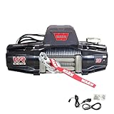 WARN VR EVO 10 Standard Duty Electric Winch for 1/2-ton Pickups, Jeeps, and Larger SUVs, 12V DC, 10,000 lb Line Pull, 90 ft Steel Cable with Roller Fairlead, Relocatable Control Pack.