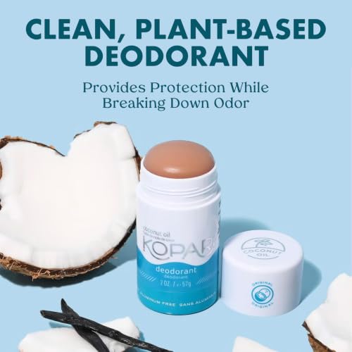 Image of Kopari Aluminum Free Coconut Deodorant, Plant-Based Formula, No Aluminum, Parabens or Baking Soda, Everyday Odor Protection, Driftwood Charcoal, 2 Pack