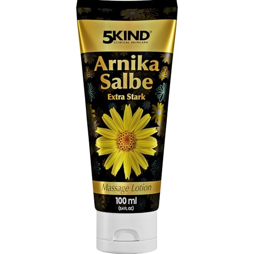 5kind Arnika Salbe Hochkonzentriert 100ml - Extra Stark Arnika Creme - Schnell Wirkende Salbe Hochdosiert - Intensive Creme mit Montana Extract - Gel für Muskeln und Gelenke