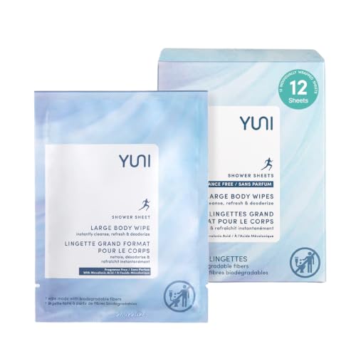 YUNI Beauty Large Body Wipes (Unscented, 12 Count) 12 x 10 Inches