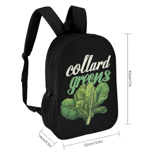 Collard Greens Recipe Plants Seasoning Vegatables Classic 17 Inch Backpack Travel Daypack Casual Shoulder Bag with Adjustable Strap for Men Women2