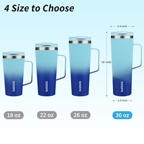 Image of BJPKPK 30oz Insulated Tumbler with Handle, Lid & Straw, Stainless Steel
