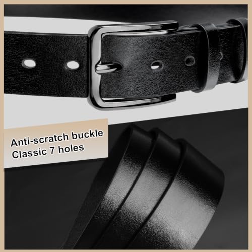 Image of maikun Mens Casual Dress Belt, Mens Leather Black Belt, Casual Wear Jeans Pants