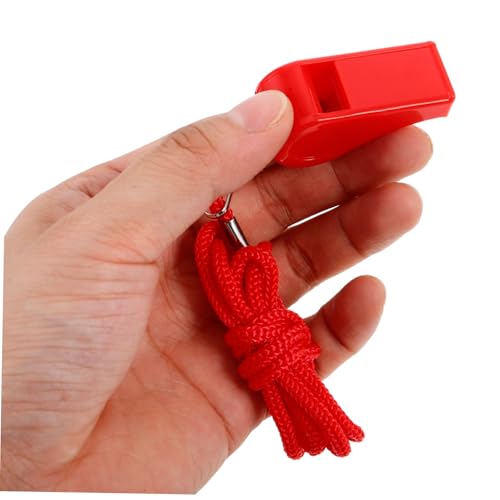 2 Pitos Plásticos Rojos con Cordón para Deportes y Supervivencia miniatura 3