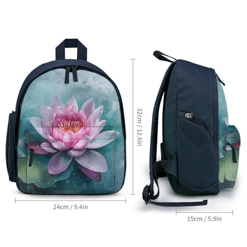 Peach Water Lily Flower Backpack Small Book Bag with Side Pocket, Lightweight Durable Backpack, Travel Rucksack, Blue-style2