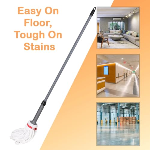 Image of Pivalo Easy Twist Mop Long Extended Handle Wet Mop Poly Cotton Head Home Office Use for Hardwood Tile Cement Floor- (Random Color, Pack of 1)