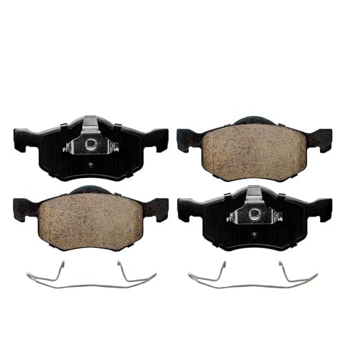 Image of Detroit Axle - Front Drilled & Slotted Brake Kit For 2001-2007 Ford Escape | 2001-2006 Mazda Tribute, 2005-2007 Mercury Mariner, Brake Rotors Ceramic Brake Pads Replacement 10.94 inch inch Front Rotor