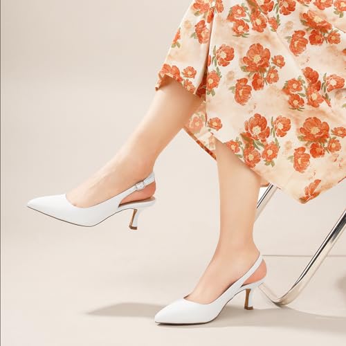 Image of Ankis Women's Slingback Kitten Heels Closed Pointed Toe 2.5in Dress Pumps