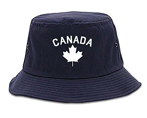 Canada Maple Leaf Red Mens Bucket Hat Navy Blue