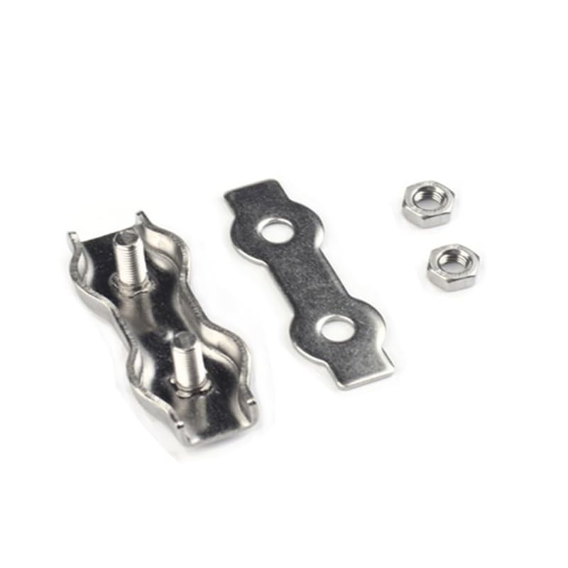 1-2pcs M2M3M4 304 Stainless Steel Wire Rope Single Clip/Double Clip Chuck Lock Cable Clamp Fastener Caliper Full Swivel Clamps - (Dimensions: M6 1pcs, Color: double clip snap)