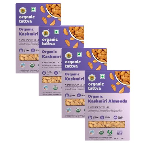 Image of ORGANIC TATTVA Organic Kashmiri Mamra Raw Almonds /Badams 400Gram (Pack Of 4)