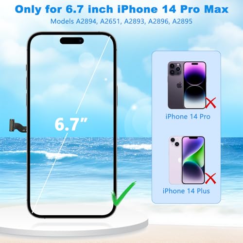 Écran iPhone 14 Pro Max LCD tactile : solution verre brisé et outils A2895 - 4