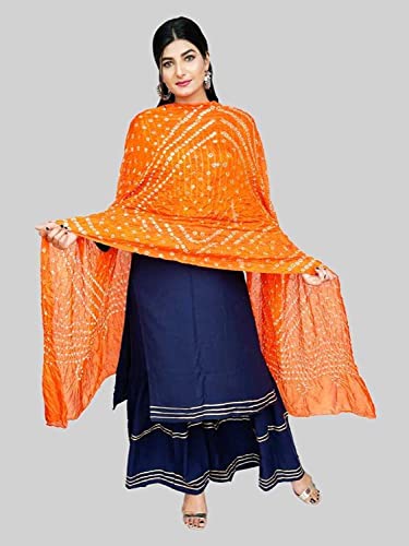 Image of PK HUB Women's Jaipuri Rajasthani Art Silk Bandhej Bandhani Dupatta