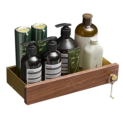 YANYUESHOP Bathroom Shelf Wooden Shampoo Holder for Shower Wall Mounted Shower Caddy Adhesive No Drilling Anti for Kitchen