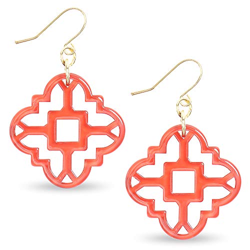 Zenzii Modern Mosaic Acrylic Resin Drop Dangle Earrings For Women Girls Fashion Jewelry (Coral) #TOP3