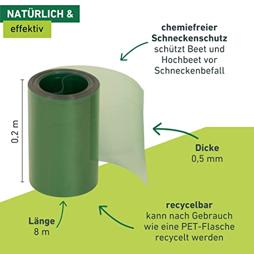 Windhager Schneckenbarriere Pet, Schneckenzaun, Schneckenschutz, Schneckenabwehr, Schneckensperre, Grün, 8 m x 20 cm