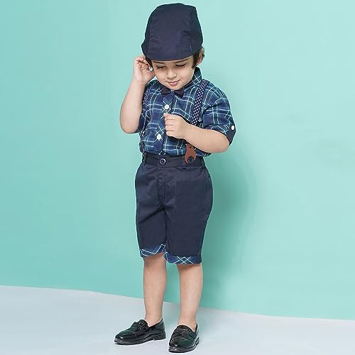 Image of AJ DEZINES Kids Casual Wear Clothing Cotton Blue Shirt Short Set For Boys (Twister-CA-45-BLUE-1)