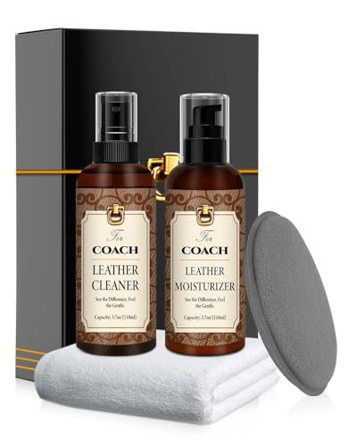 BIOOICH Leather Cleaner & Moisturizer Set for Coach Cleaning and Maintenance Set for Coach Powerful Stain Removal Gentle Care Suitable for Handbags/Wallets and Other Luxury Brands