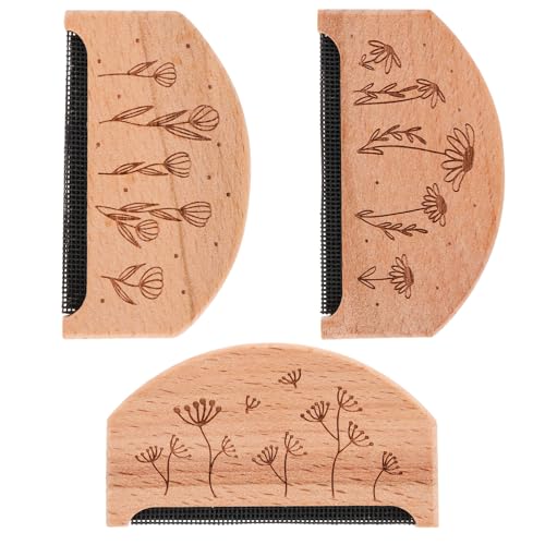 CORHAD Juego de 3 Quitapelusas Portátil para Ropa Cepillo Quitapelusas de Madera de Haya Afeitadora de Pelusas Reutilizable para Suéteres Prendas y Alfombras Adecuado para Uso