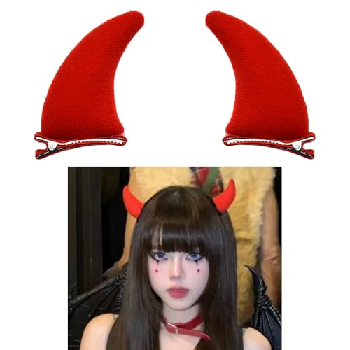 Halloween Red Devil Horns Hair Clips for Women Girls Halloween Hair Clips Barrettes for HalloweenParty Cosplay Costumes Accessories Gift for Girls Christmas Hairclip 2Pcs