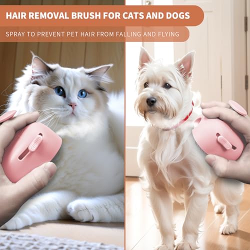 Image of 4 in 1 Cat Steam Brush for Shedding, Rechargeable Steam Pet Hair Brush for Indoor Cats, Massage, Cleaning, Shedding, Combing & Remove Floating Hair All In One(Pink)