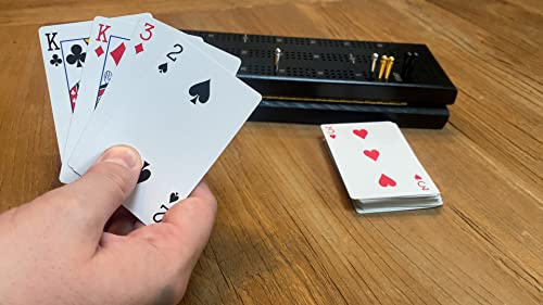 We Games Wooden Cribbage Board Game Set, Continuous 3 Track For 2-3 Players, Travel Cribbage Board With Card Storage, Includes 9 Metal Pegs & Deck Of Cards, Card Games, Classic Board Games For Adults #TOP4