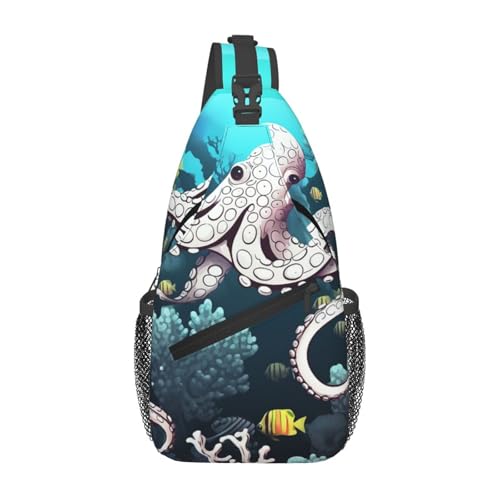 Bolso tipo Sling para mujer y hombre negro con diseño marino miniatura 1